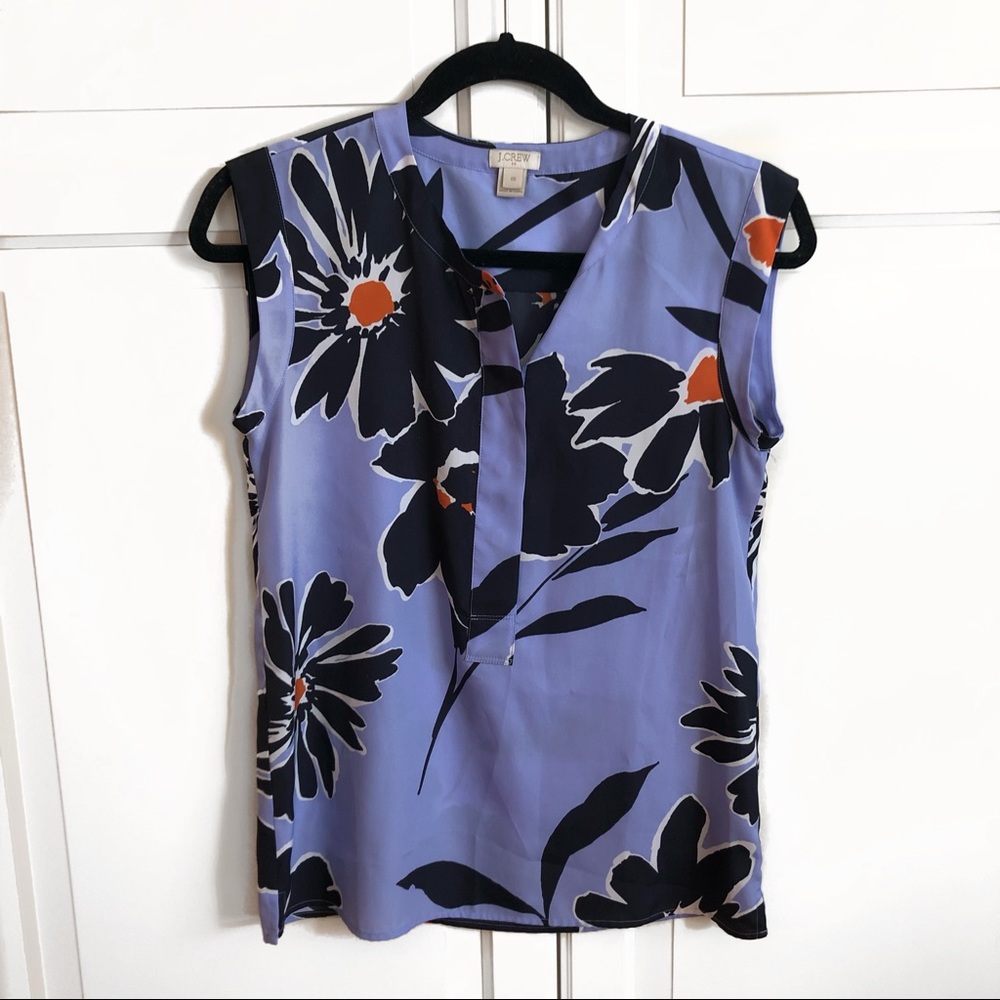 J CREW Floral Drapey Sleeveless Popover Top